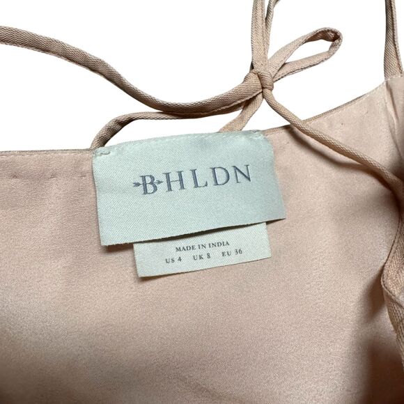 BHLDN Anthropologie New Lacie Gown Dress Peach Tulle Embroidered Beaded Maxi - Picture 9 of 11